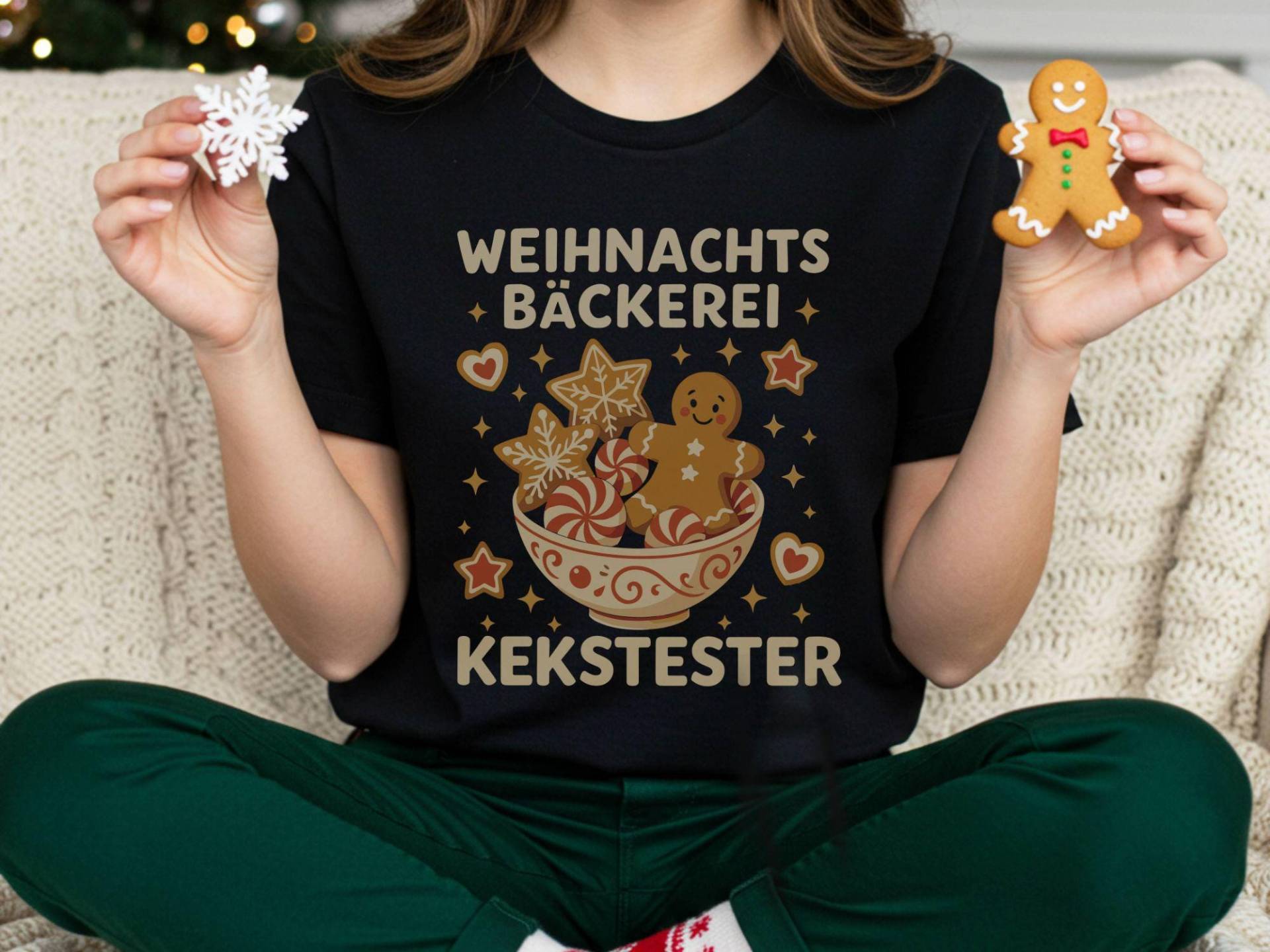 Weihnachtsbäckerei T-Shirt - Kekstester Design Mit Keks Und Lebkuchen Motiv von Brummkatze