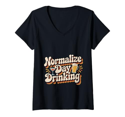 Damen Normalize Day Drinking Brunch Trinker Chill Lifestyle - T-Shirt mit V-Ausschnitt von Brunch Alkohol Humor