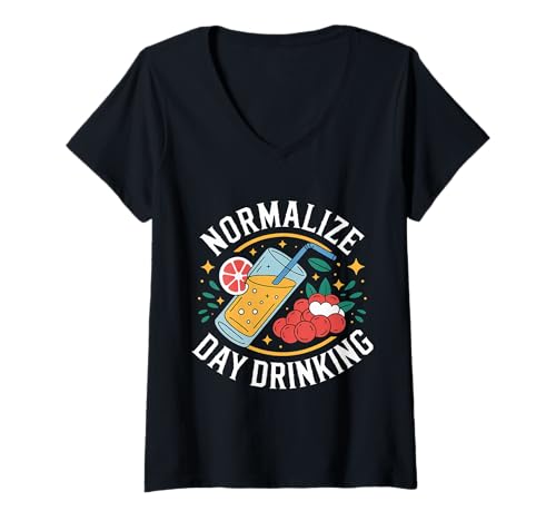 Damen Normalize Day Drinking Brunch Trinker Chill Lifestyle |- T-Shirt mit V-Ausschnitt Damen Normalize Day Drinking Brunch Trinker Chill Lifestyle |- T-Shirt mit V-Ausschnitt von Brunch Alkohol Humor
