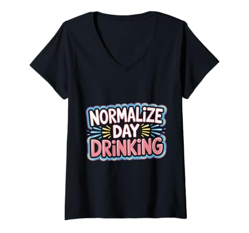 Damen Normalize Day Drinking Brunch Trinker Chill Lifestyle |- T-Shirt mit V-Ausschnitt Damen Normalize Day Drinking Brunch Trinker Chill Lifestyle |- T-Shirt mit V-Ausschnitt von Brunch Alkohol Humor