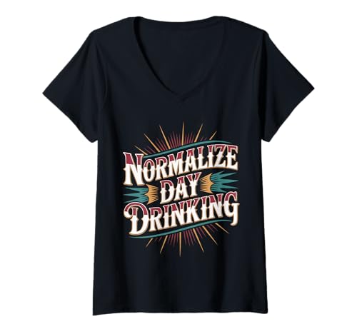 Damen Normalize Day Drinking - T-Shirt mit V-Ausschnitt Damen Normalize Day Drinking - T-Shirt mit V-Ausschnitt von Brunch Alkohol Humor