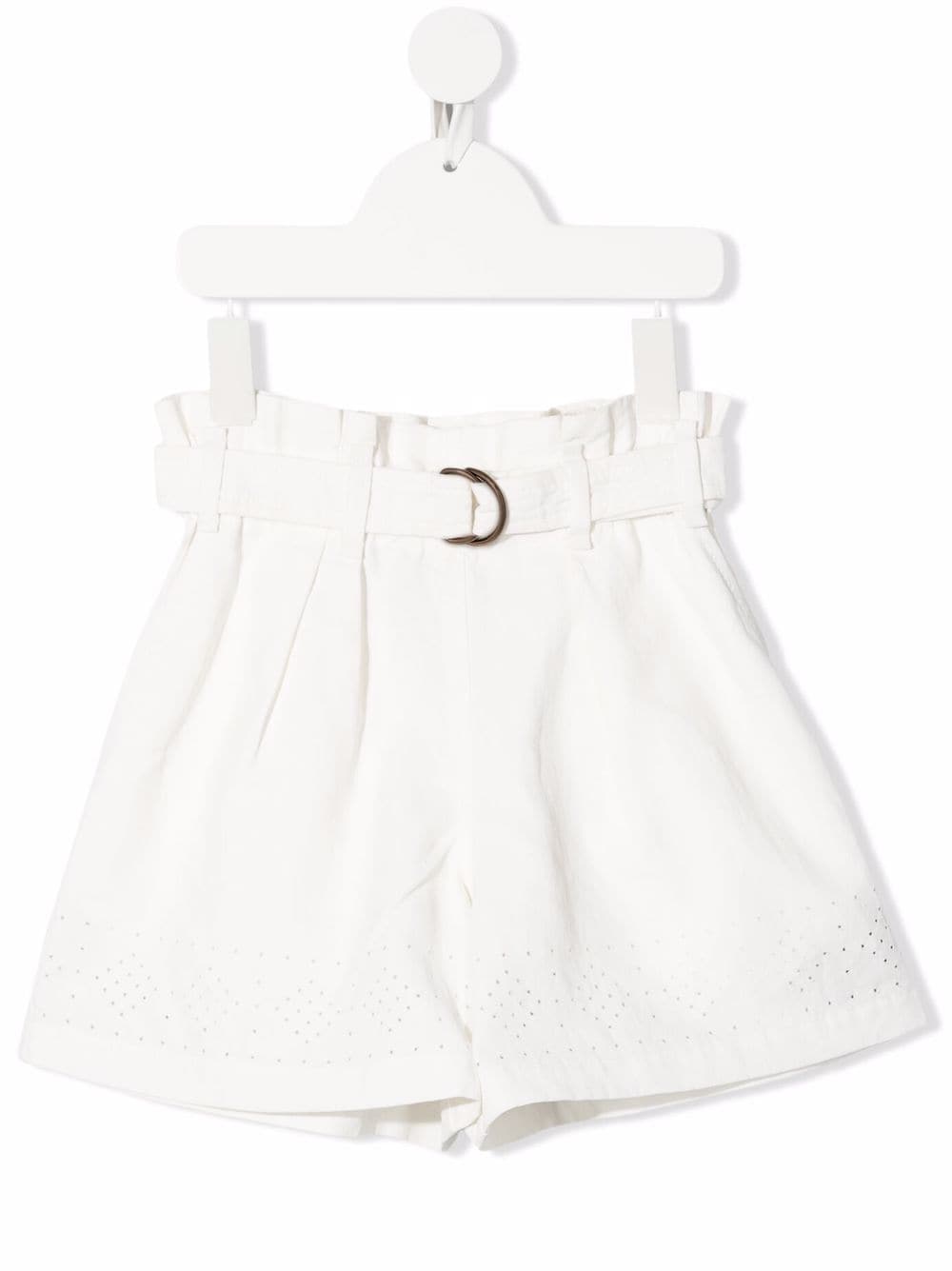 Brunello Cucinelli Kids Bermudas aus Leinen mit Gürtel - Weiß von Brunello Cucinelli Kids