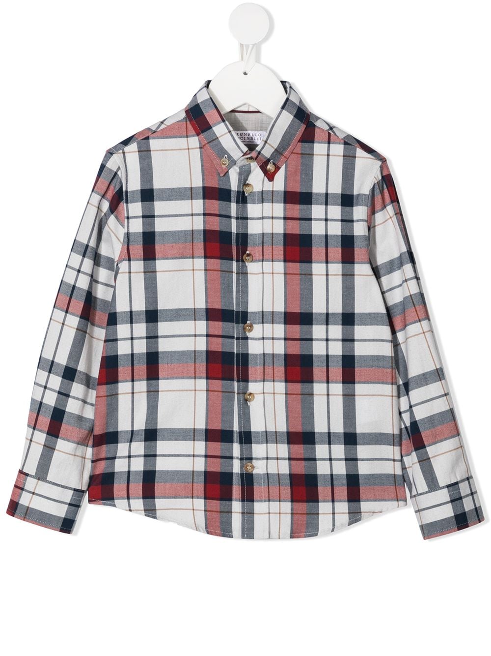 Brunello Cucinelli Kids Button-down-Hemd mit Karomuster - Weiß von Brunello Cucinelli Kids