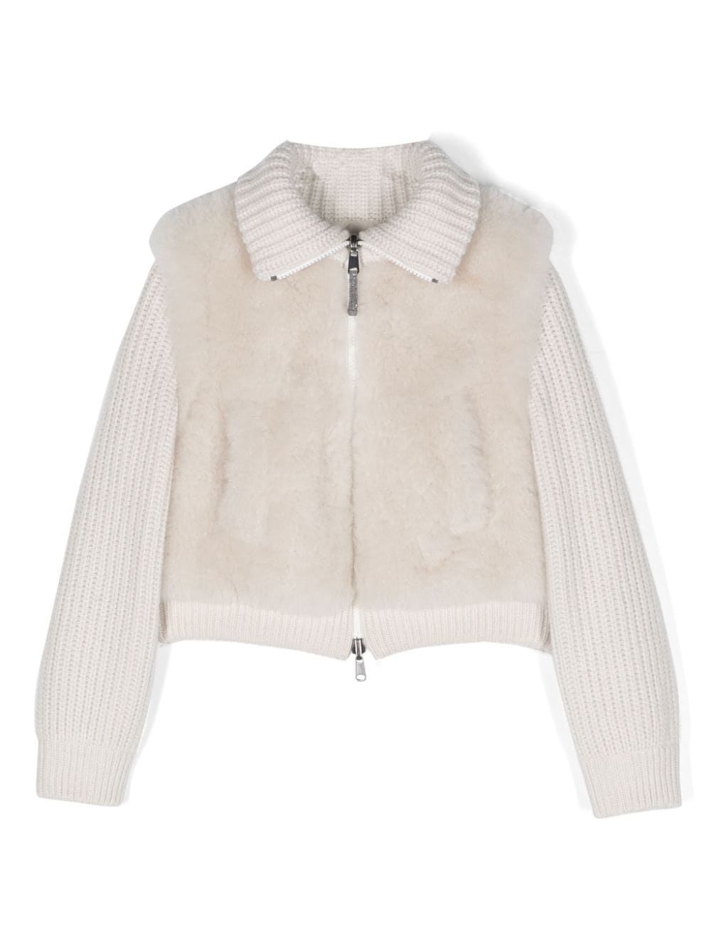 Brunello Cucinelli Kids Gefütterte Jacke mit Shearling - Nude von Brunello Cucinelli Kids