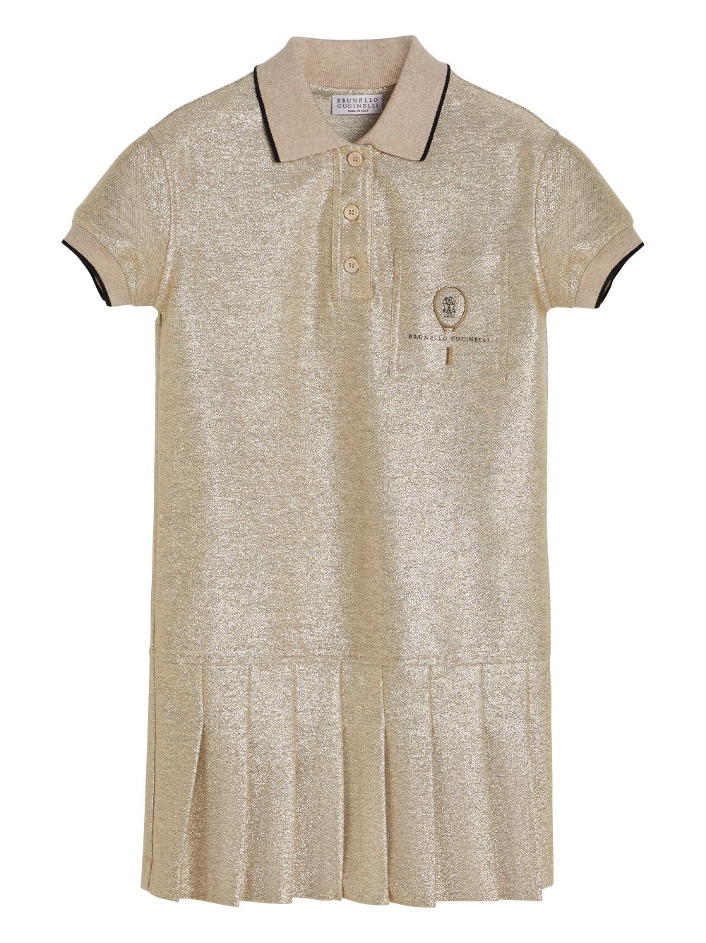 Brunello Cucinelli Kids Geknöpftes Kleid mit Logo-Stickerei - Gold von Brunello Cucinelli Kids