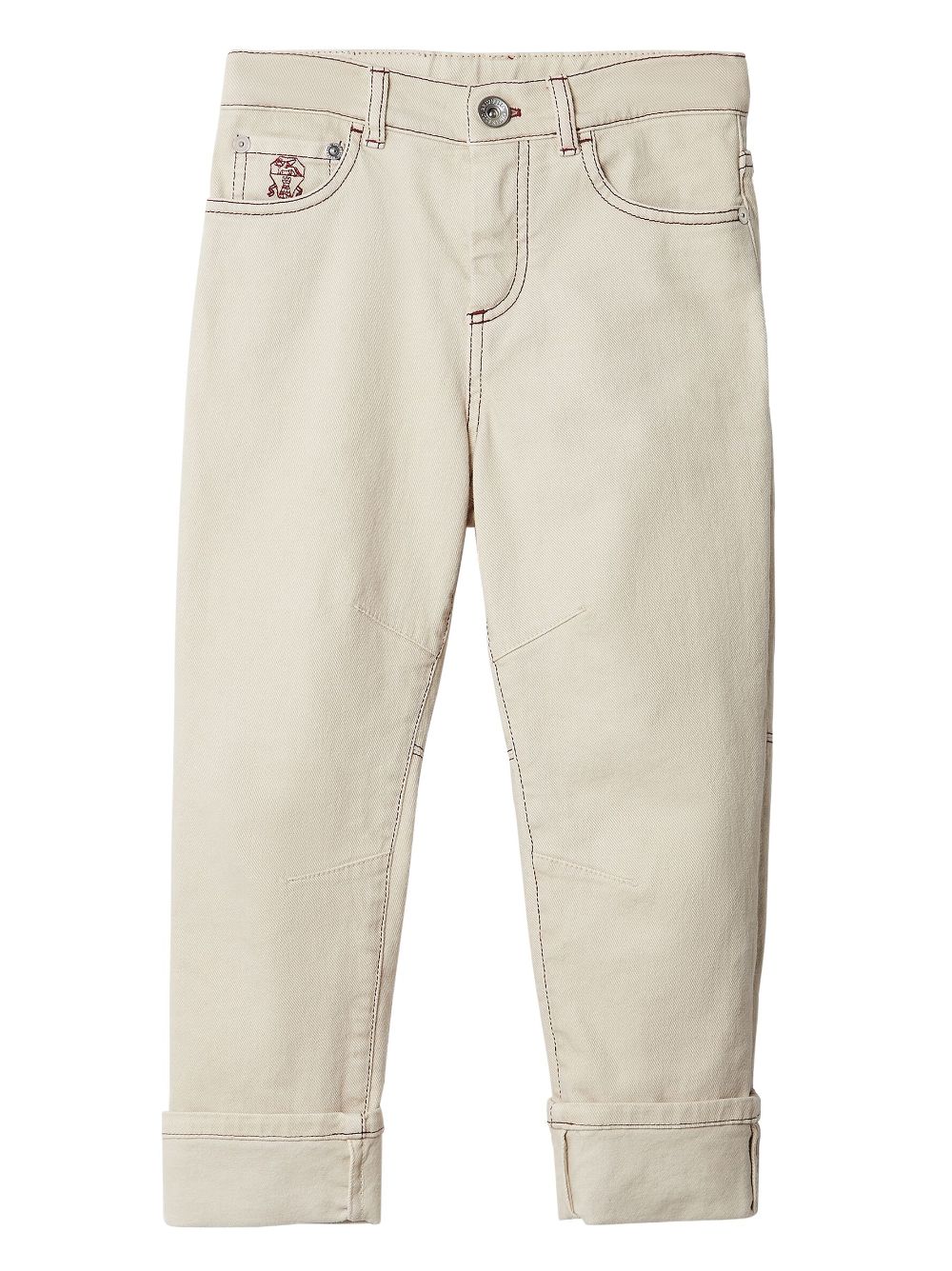 Brunello Cucinelli Kids Gerade Jeans mit Logo-Stickerei - Nude von Brunello Cucinelli Kids