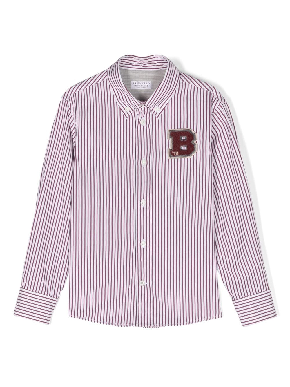 Brunello Cucinelli Kids Gestreiftes Hemd mit Logo-Patch - Weiß Brunello Cucinelli Kids Gestreiftes Hemd mit Logo-Patch - Weiß von Brunello Cucinelli Kids