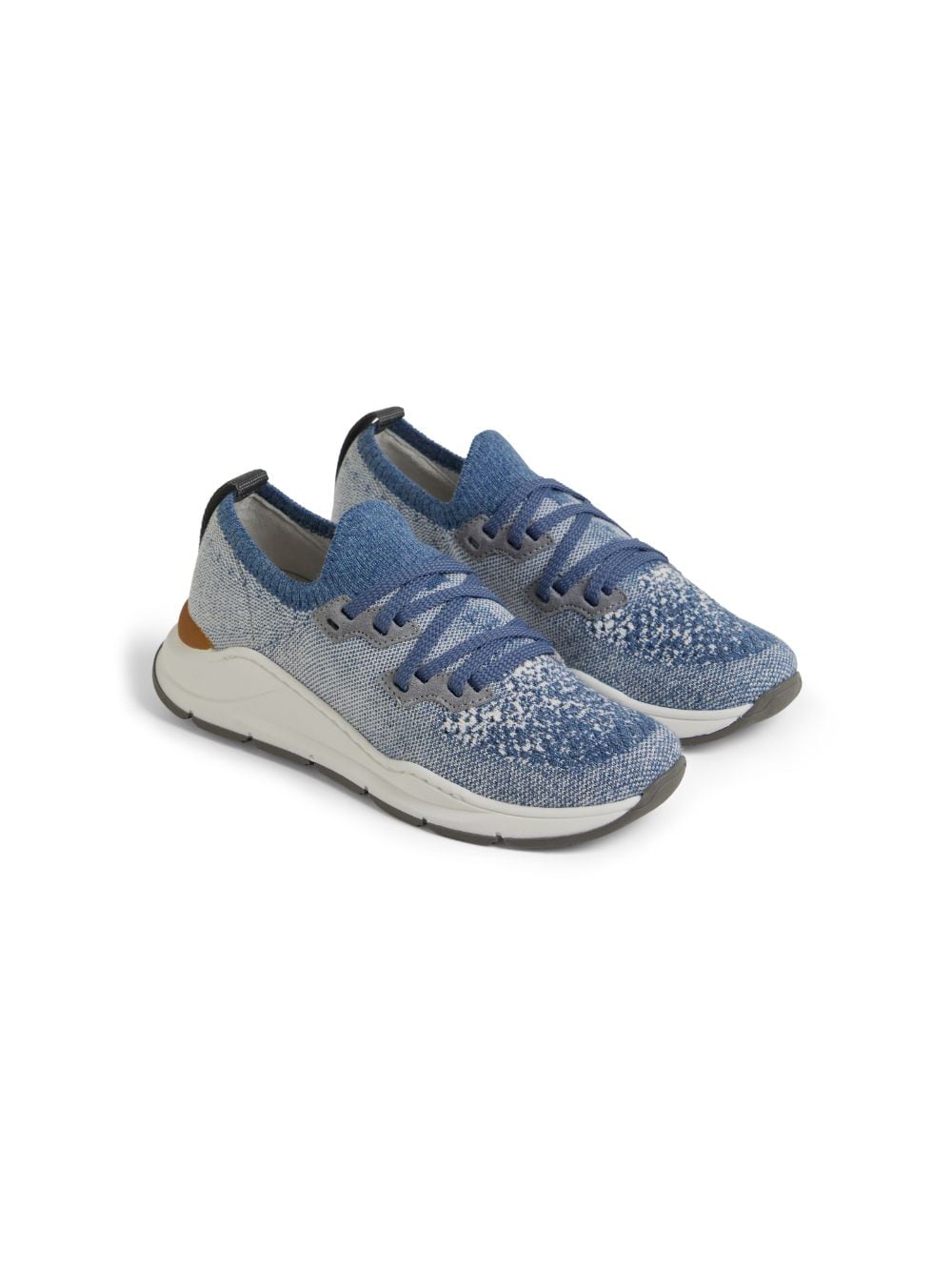 Brunello Cucinelli Kids Gestrickte Sneakers mit Schnürung - Blau von Brunello Cucinelli Kids