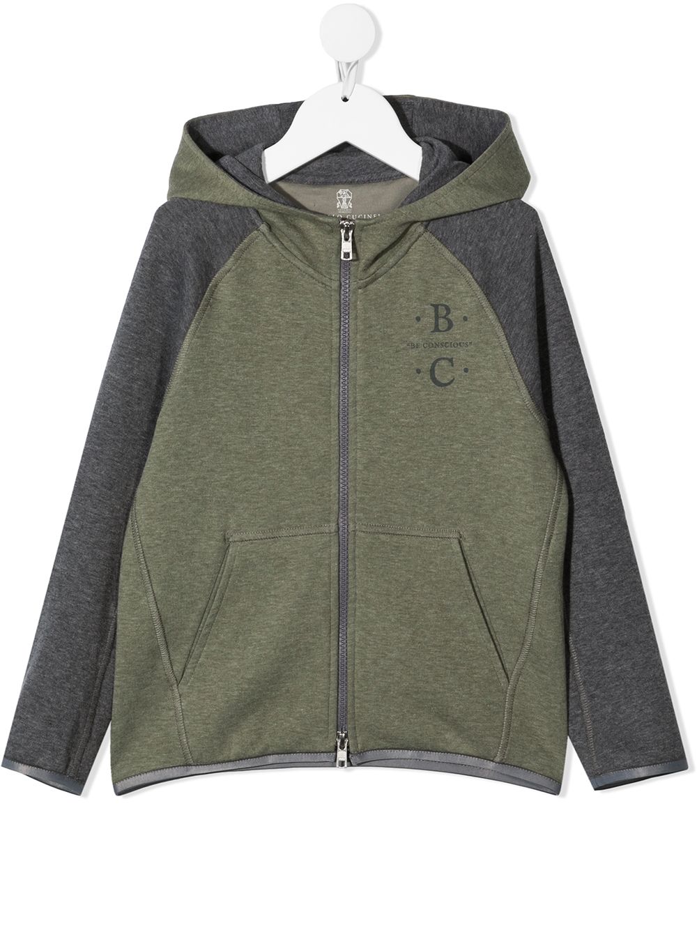 Brunello Cucinelli Kids Kapuzenjacke mit Logo - Grün von Brunello Cucinelli Kids