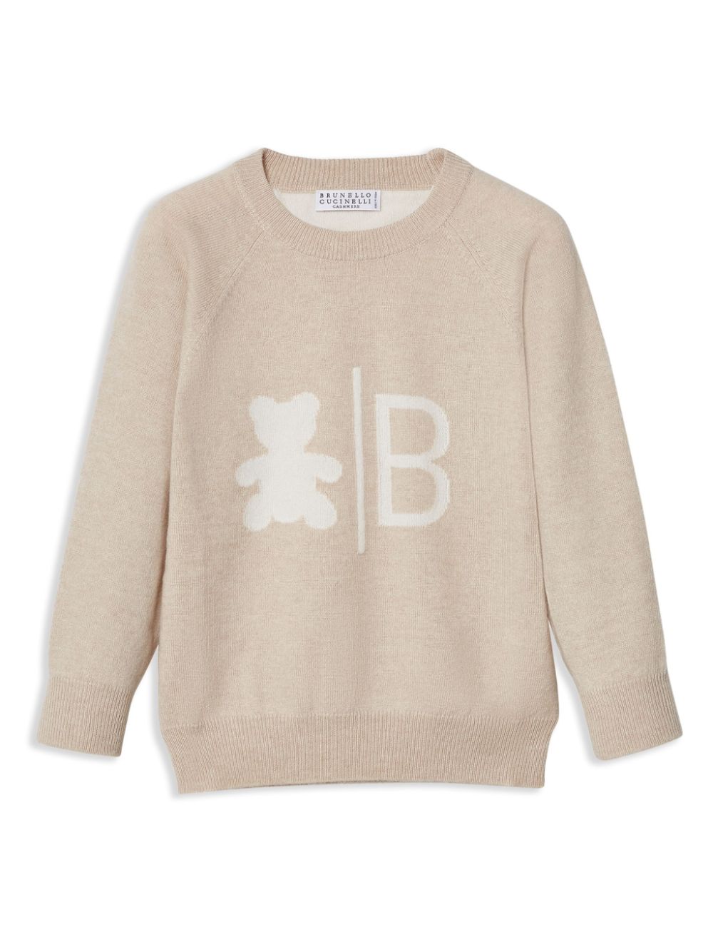 Brunello Cucinelli Kids Kaschmirpullover aus Logo-Jacquard - Nude von Brunello Cucinelli Kids