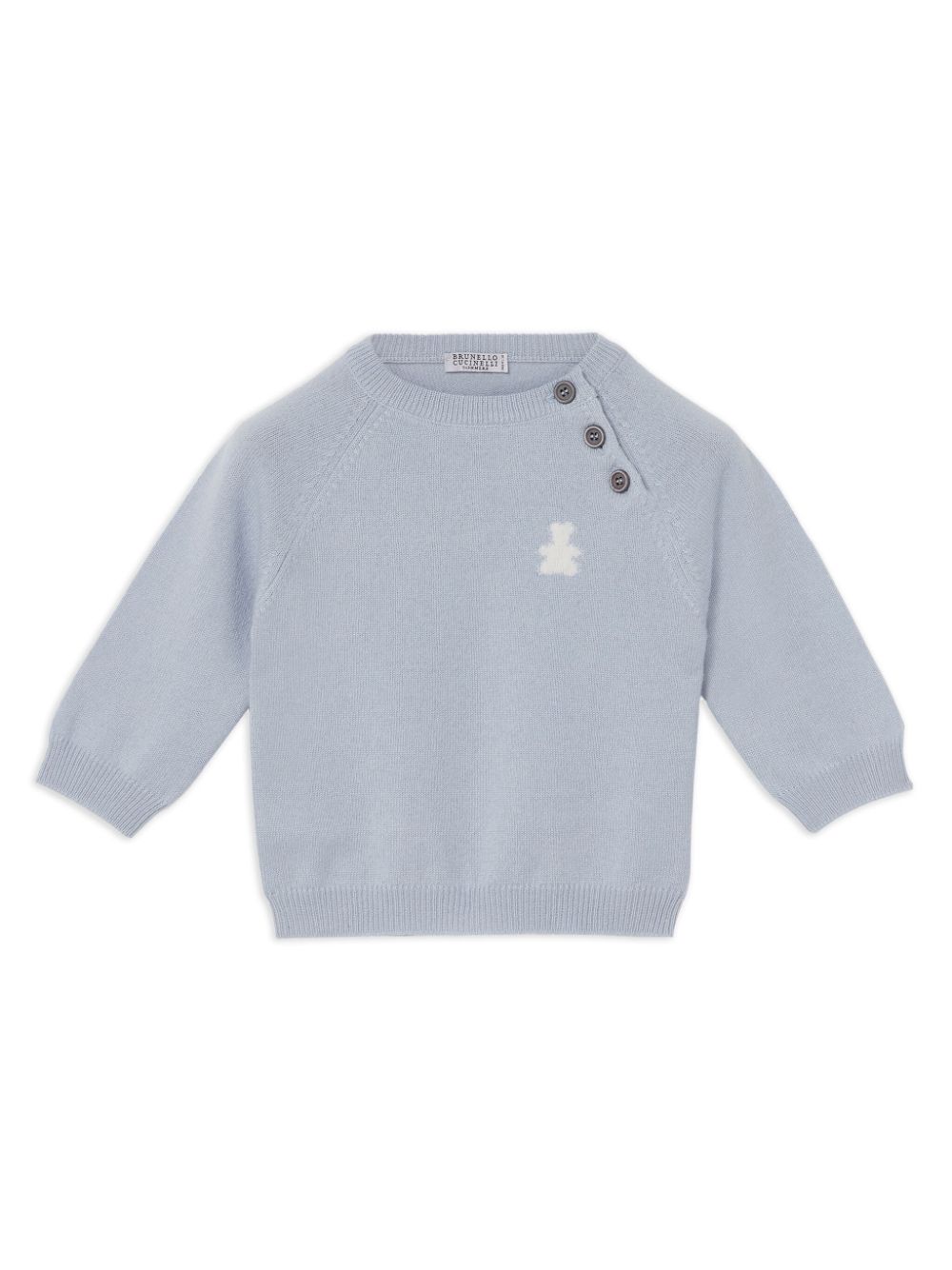 Brunello Cucinelli Kids Kaschmirpullover mit Teddy-Motiv - Blau von Brunello Cucinelli Kids