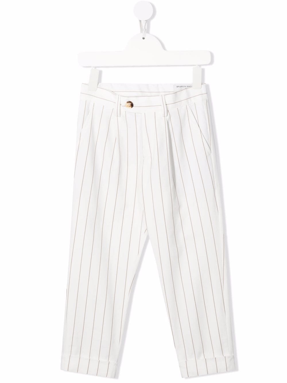 Brunello Cucinelli Kids Klassische Hose mit Streifen-Print - Weiß von Brunello Cucinelli Kids