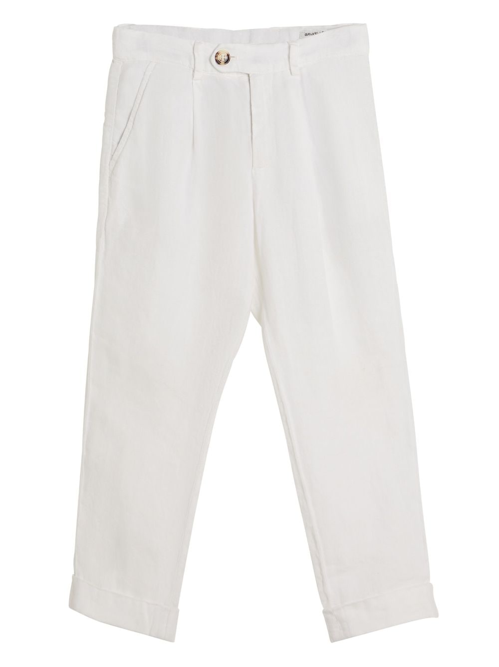 Brunello Cucinelli Kids Leinenhose mit geradem Bein - Weiß von Brunello Cucinelli Kids