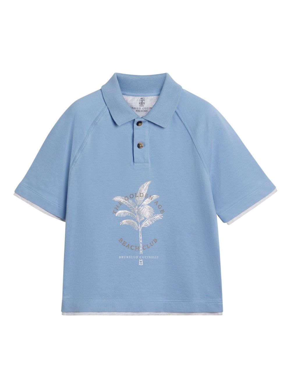 Brunello Cucinelli Kids Poloshirt mit Slogan-Print - Blau von Brunello Cucinelli Kids