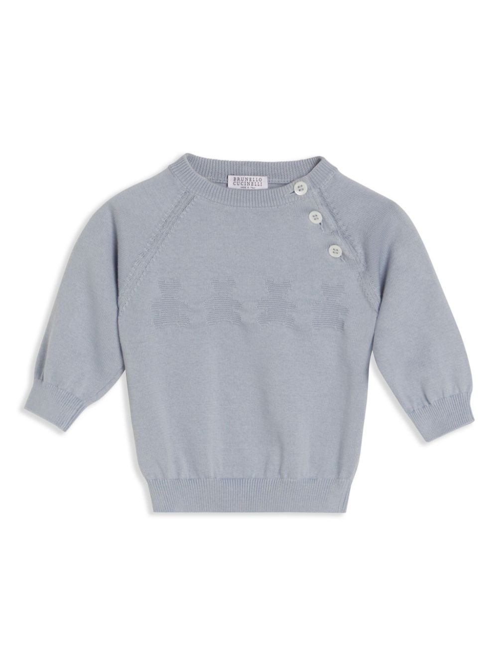 Brunello Cucinelli Kids Pullover aus Bären-Jacquard - Blau von Brunello Cucinelli Kids