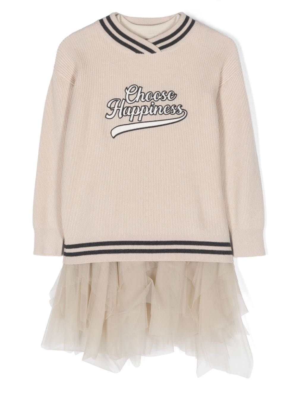 Brunello Cucinelli Kids Set aus Sweatshirt und Kleid mit Tüllrock - Nude von Brunello Cucinelli Kids