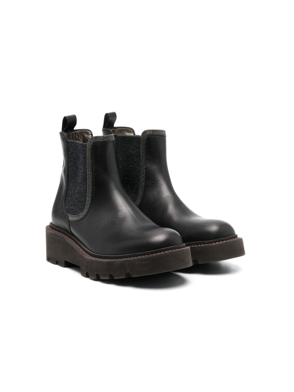 Brunello Cucinelli Kids Chelsea-Boots mit Perlen - Schwarz von Brunello Cucinelli Kids