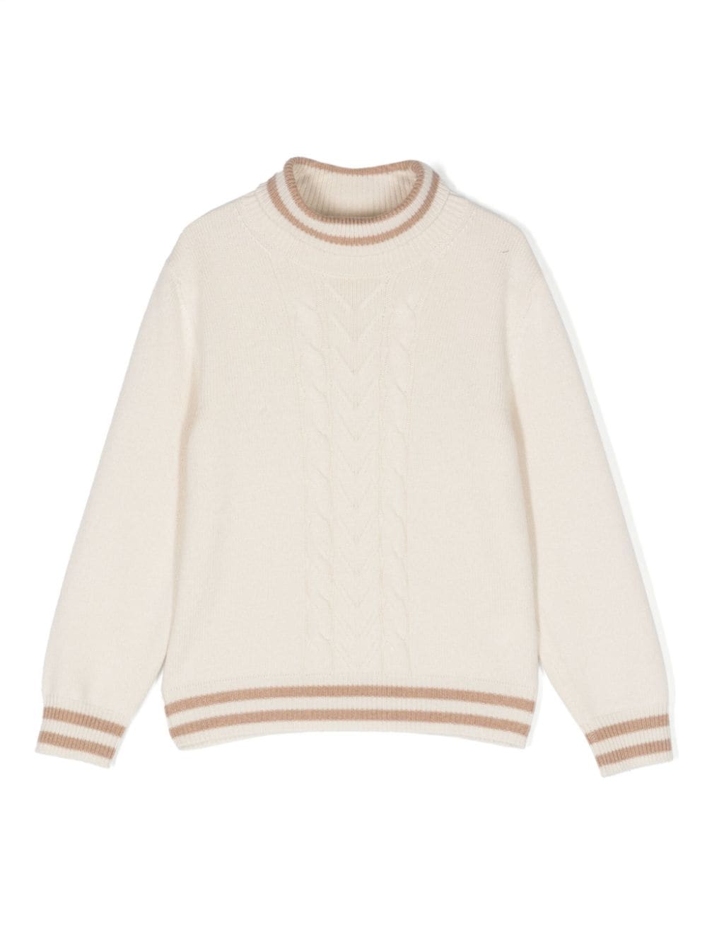 Brunello Cucinelli Kids Kaschmirpullover mit Zopfmuster - Weiß von Brunello Cucinelli Kids