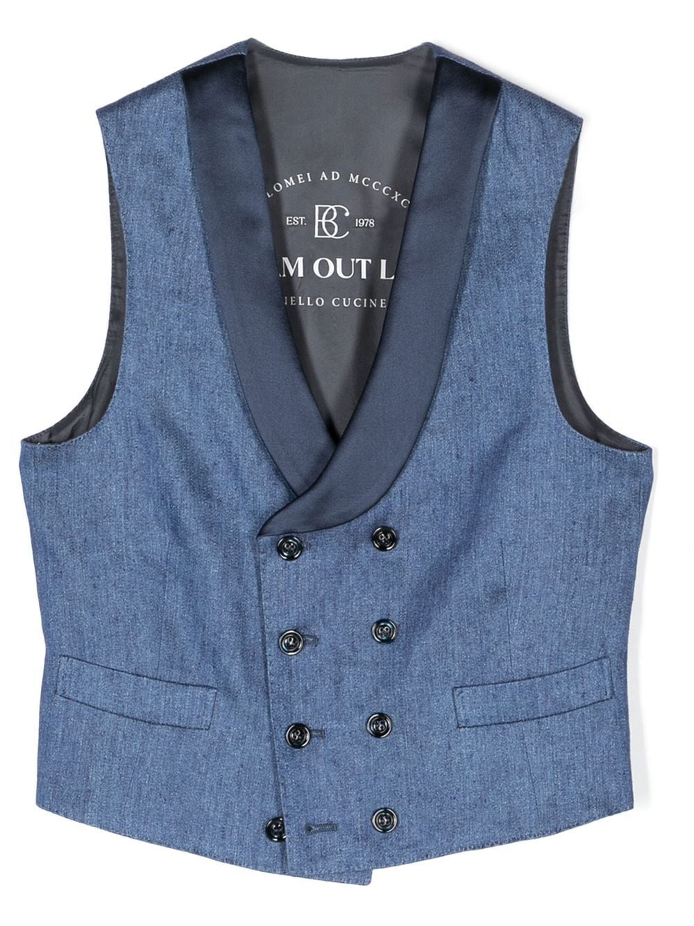 Brunello Cucinelli Kids Doppelreihige Weste aus Leinen - Blau von Brunello Cucinelli Kids