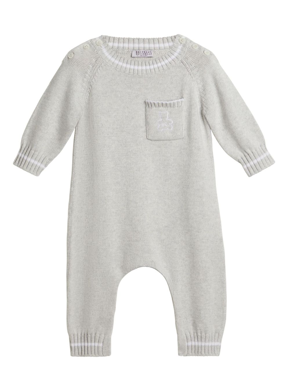 Brunello Cucinelli Kids Fein gestrickter Strampler - Grau von Brunello Cucinelli Kids