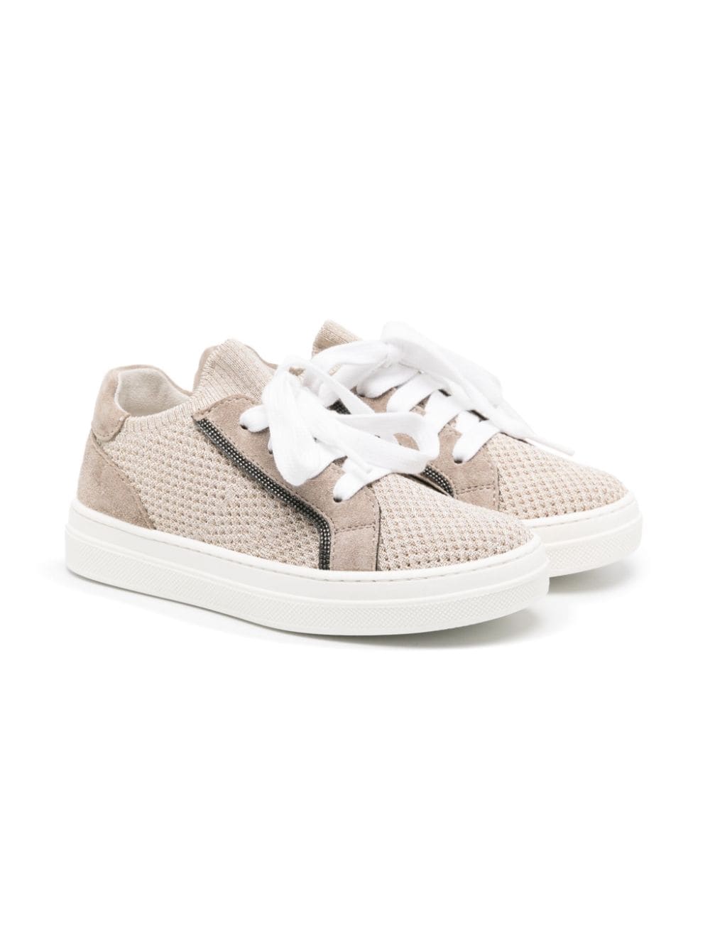 Brunello Cucinelli Kids Sneakers mit gestricktem Einsatz - Nude von Brunello Cucinelli Kids