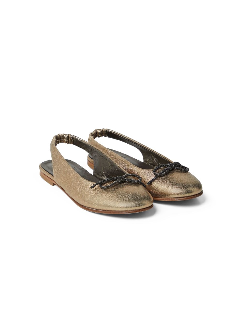 Brunello Cucinelli Kids Ballerinas aus Lamé-Leder - Gold von Brunello Cucinelli Kids