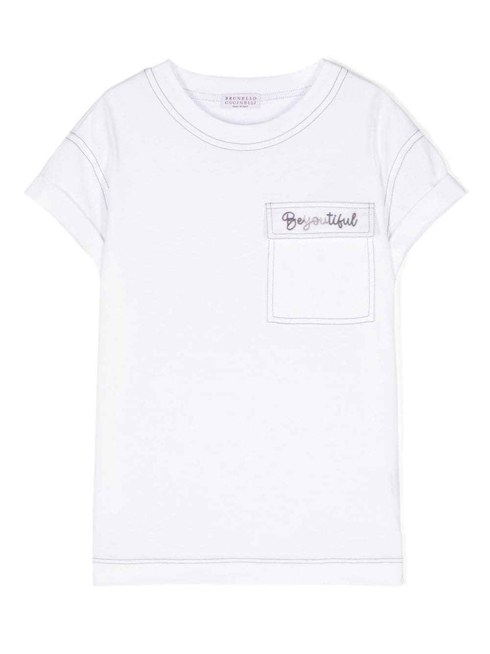 Brunello Cucinelli Kids T-Shirt mit Logo-Stickerei - Weiß von Brunello Cucinelli Kids