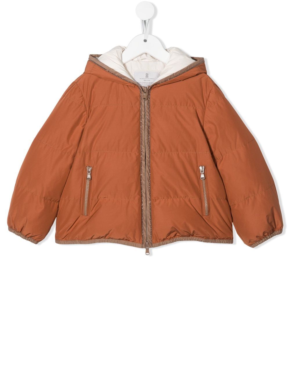 Brunello Cucinelli Kids Gefütterte Kapuzenjacke - Orange von Brunello Cucinelli Kids