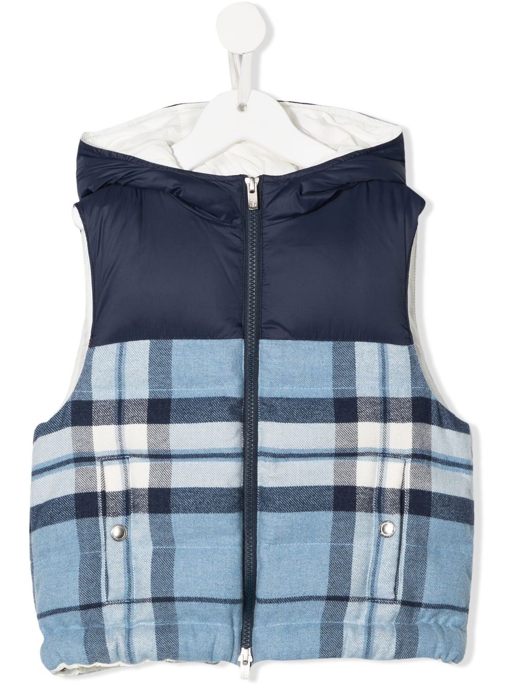 Brunello Cucinelli Kids Karierte Kapuzenweste - Blau von Brunello Cucinelli Kids