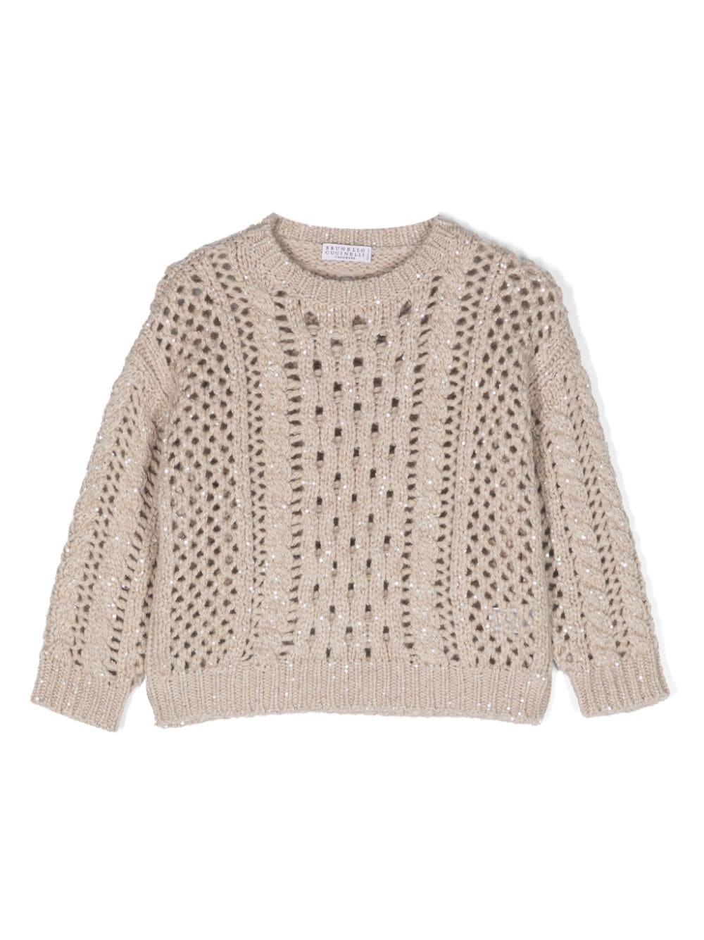 Brunello Cucinelli Kids Gestrickter Pullover mit Pailletten - Nude von Brunello Cucinelli Kids