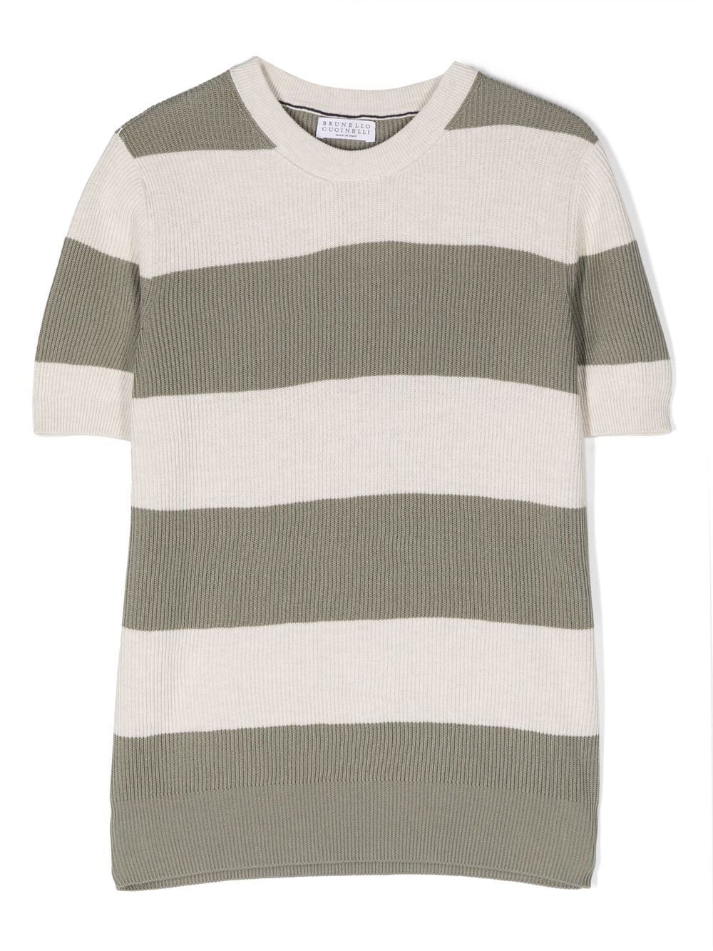 Brunello Cucinelli Kids Gestreiftes T-Shirt - Grün von Brunello Cucinelli Kids