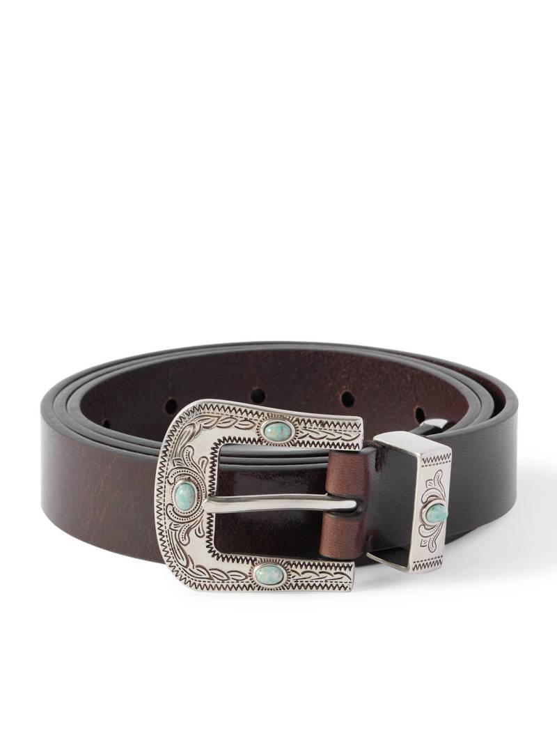 Brunello Cucinelli - 2.5cm Embellished Leather Belt - Men - Brown - EU 100 von Brunello Cucinelli