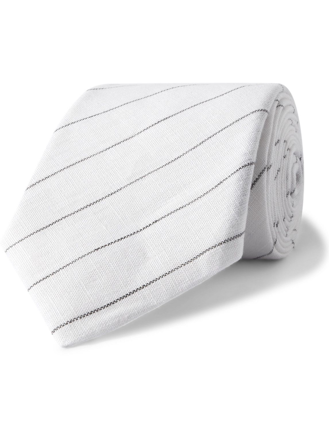 Brunello Cucinelli - 7.5cm Striped Linen Tie - Men - White von Brunello Cucinelli