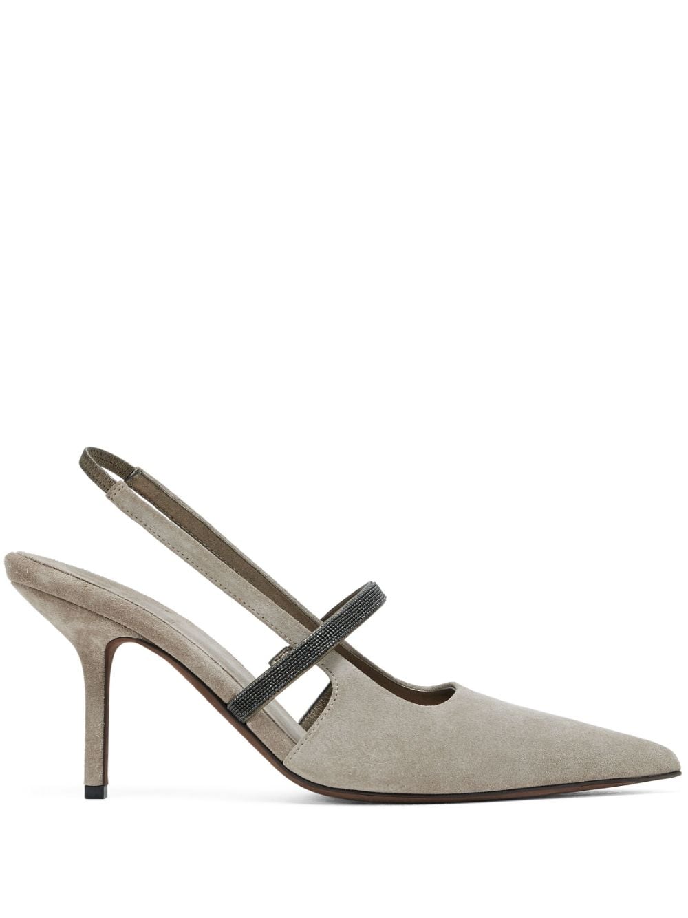 Brunello Cucinelli Slingback-Pumps aus Wildleder 80mm - Grau von Brunello Cucinelli