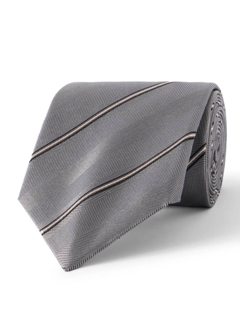 Brunello Cucinelli - 8cm Striped Silk-Herringbone Tie - Men - Gray von Brunello Cucinelli