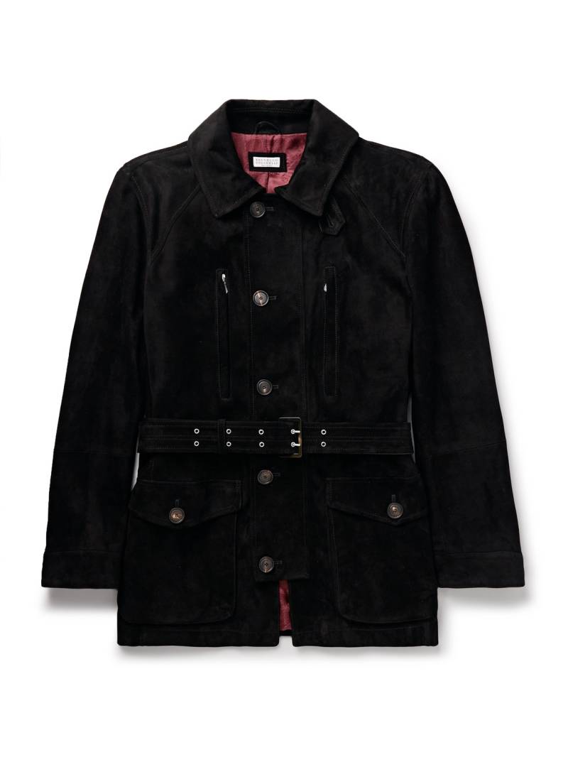 Brunello Cucinelli - Belted Suede Field Jacket - Men - Black - XXL von Brunello Cucinelli