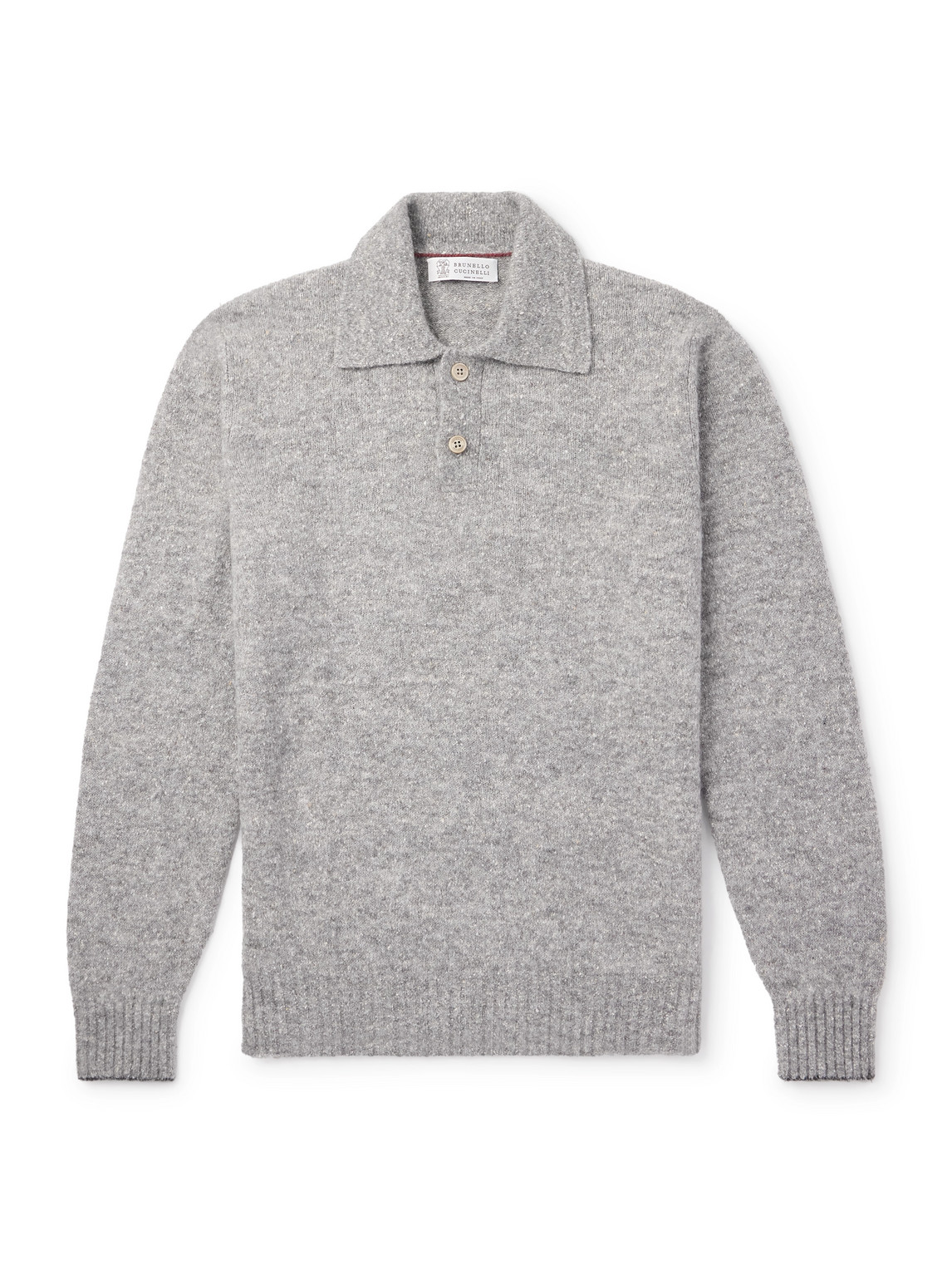 Brunello Cucinelli - Bouclé Polo Shirt - Men - Gray - IT 54 von Brunello Cucinelli
