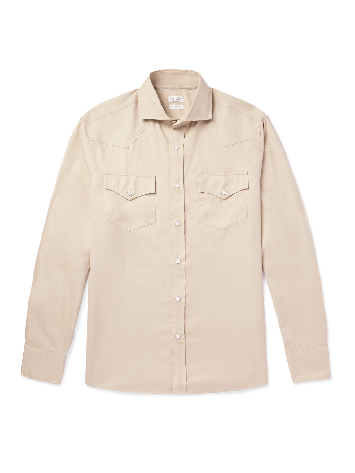 Brunello Cucinelli - Brushed Cotton-Twill Western Shirt - Men - Brown - M von Brunello Cucinelli