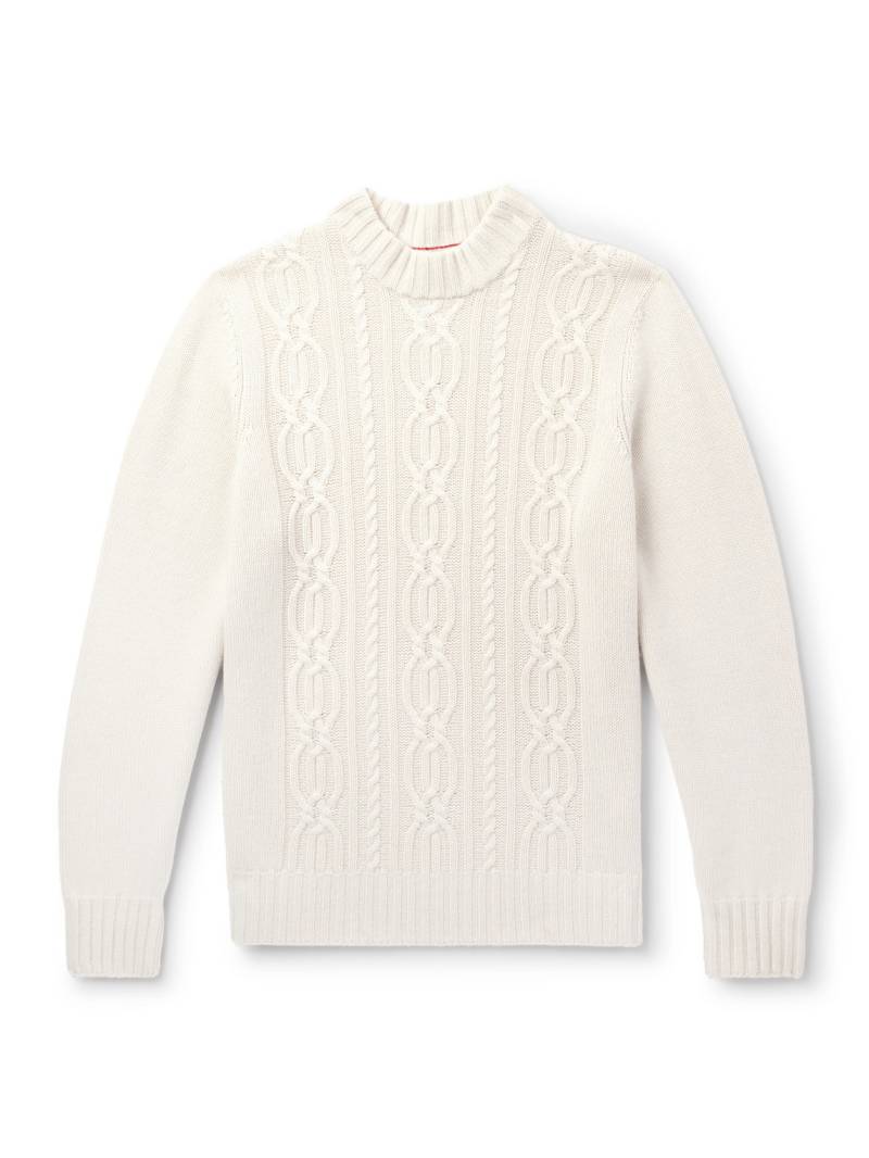 Brunello Cucinelli - Cable-Knit Cashmere Mock-Neck Sweater - Men - Neutrals - IT 52 von Brunello Cucinelli