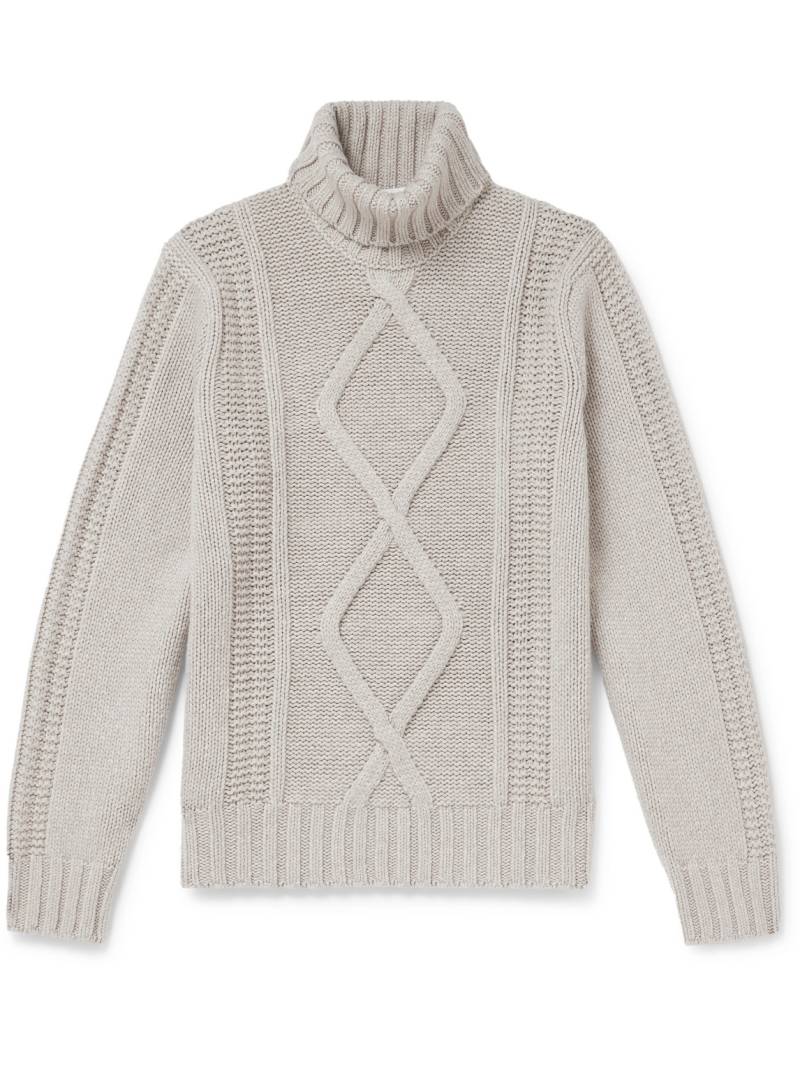 Brunello Cucinelli - Cable-Knit Cashmere Rollneck Sweater - Men - Neutrals - IT 54 von Brunello Cucinelli