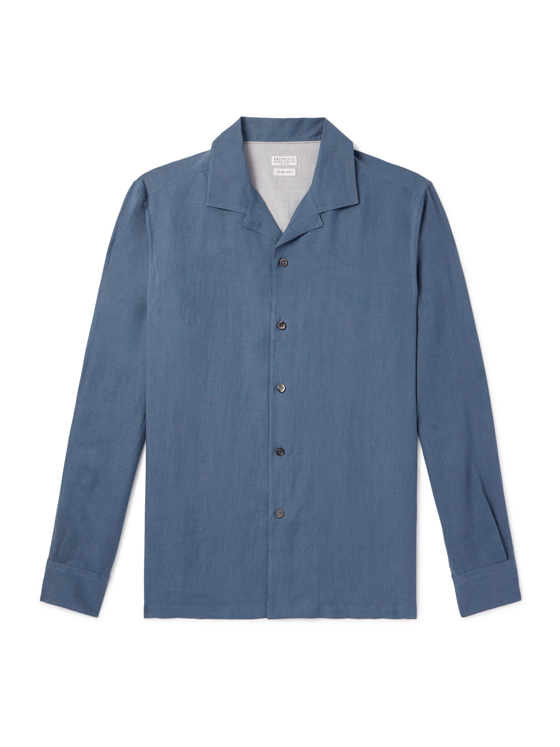 Brunello Cucinelli - Camp-Collar Hemp Shirt - Men - Blue - XL von Brunello Cucinelli