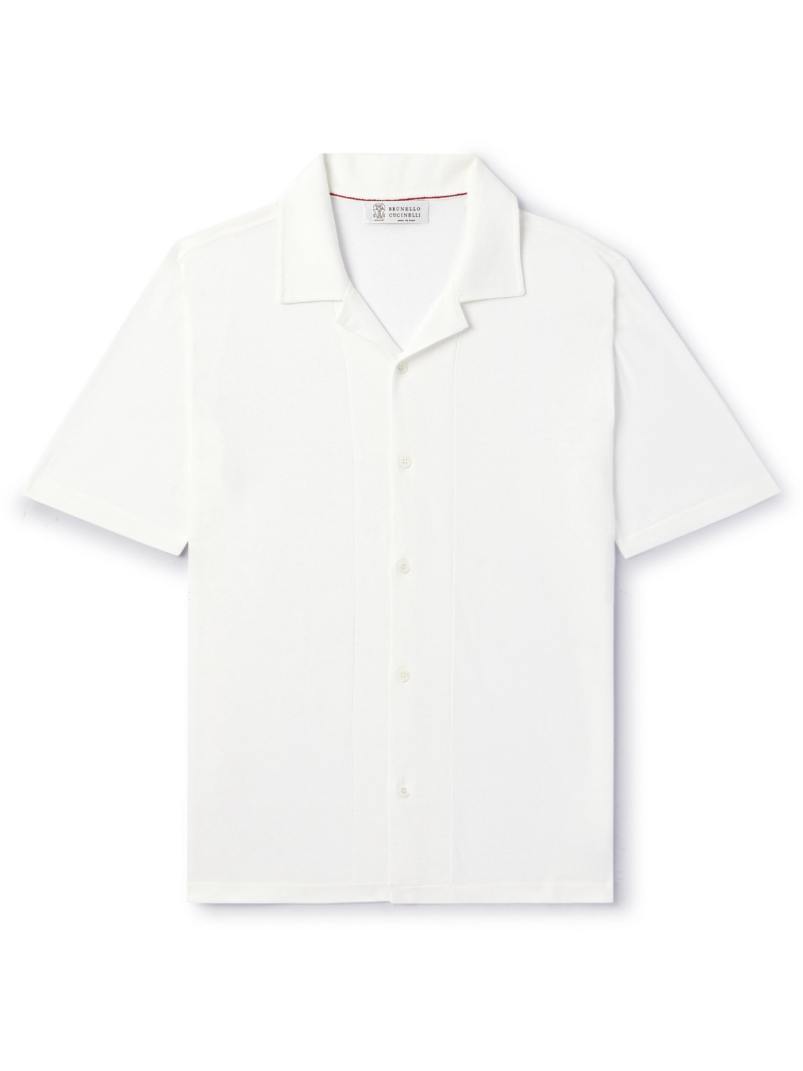 Brunello Cucinelli - Camp-Collar Ribbed Cotton Shirt - Men - White - IT 56 von Brunello Cucinelli
