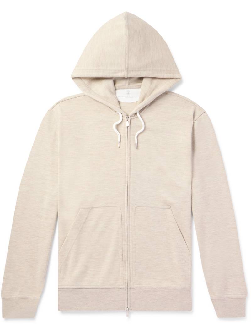 Brunello Cucinelli - Cashmere-Blend Zip-Up Hoodie - Men - Neutrals - XS von Brunello Cucinelli
