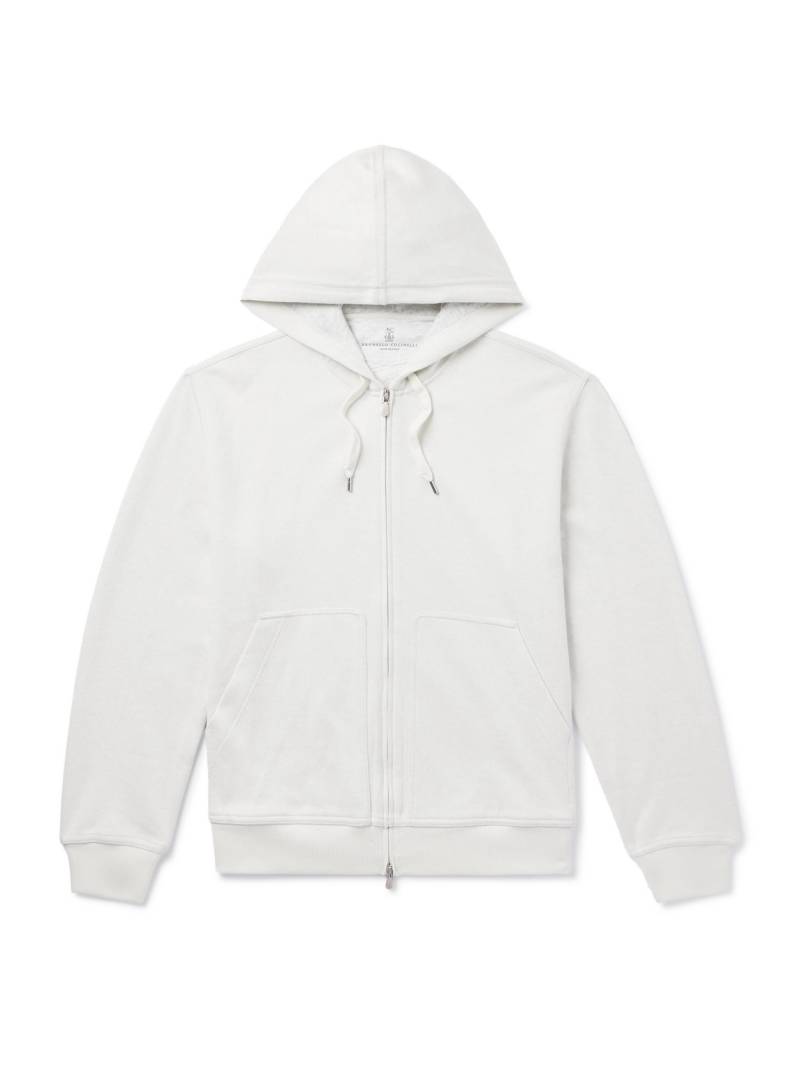 Brunello Cucinelli - Cashmere-Blend Zip-Up Hoodie - Men - White - XXL von Brunello Cucinelli