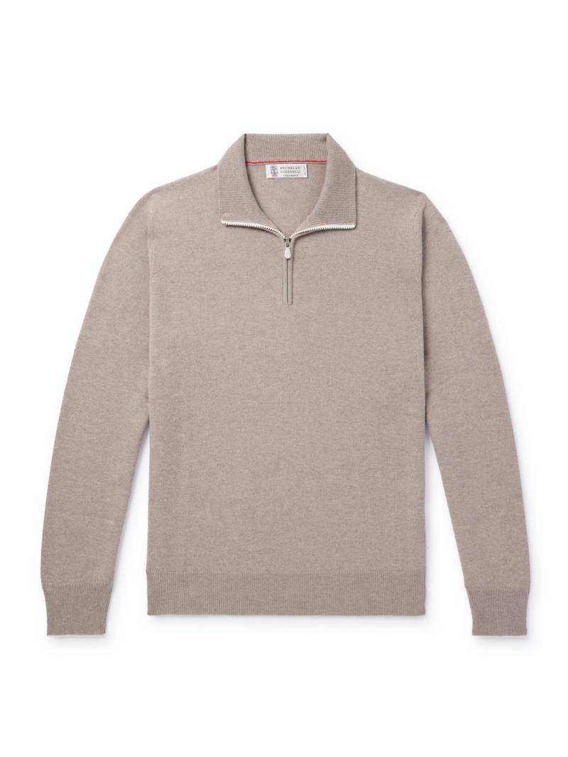 Brunello Cucinelli - Cashmere Half-Zip Sweater - Men - Neutrals - IT 46 von Brunello Cucinelli