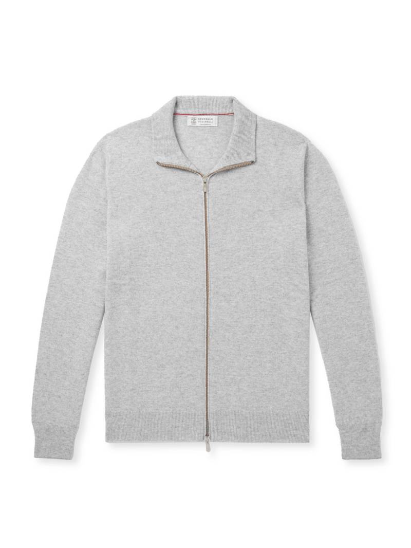 Brunello Cucinelli - Cashmere Zip-Up Sweater - Men - Gray - IT 60 von Brunello Cucinelli