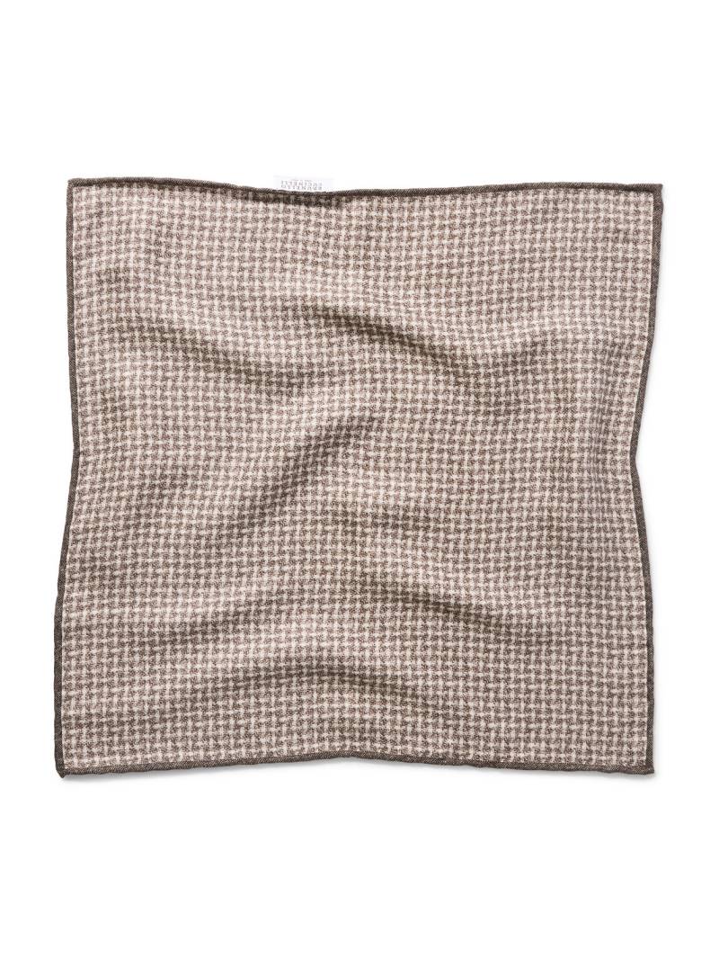 Brunello Cucinelli - Checked Silk-Jacquard Pocket Square - Men - Brown von Brunello Cucinelli