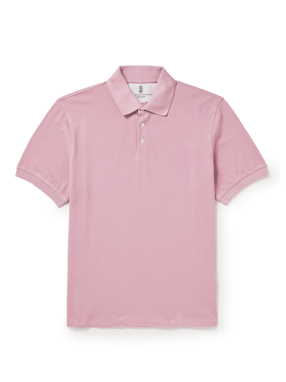 Brunello Cucinelli - Cotton-Piqué Polo Shirt - Men - Pink - S von Brunello Cucinelli