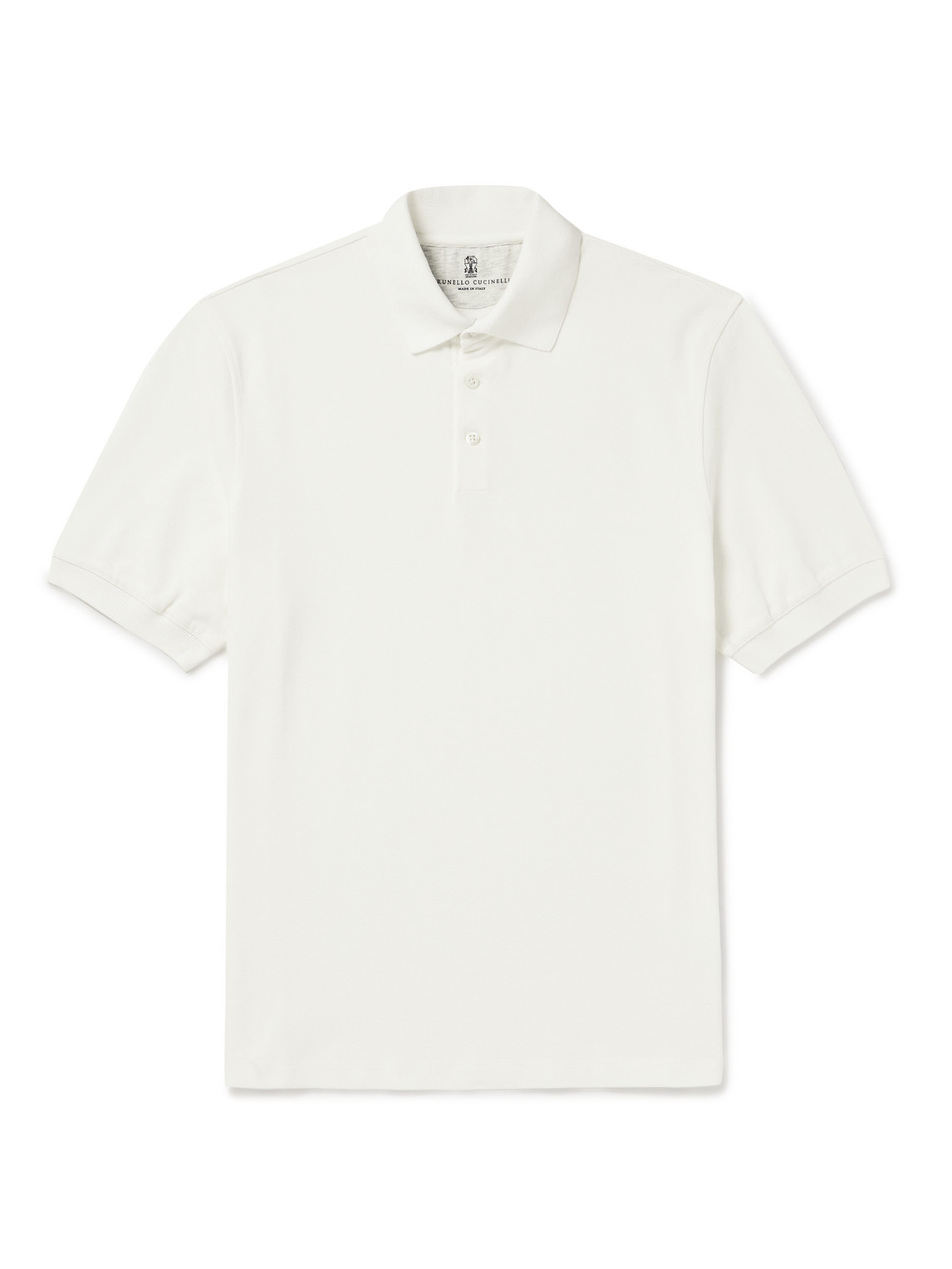 Brunello Cucinelli - Slim-Fit Cotton-Piqué Polo Shirt - Men - White - L von Brunello Cucinelli