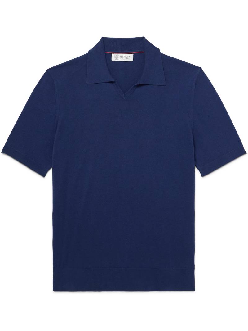 Brunello Cucinelli - Cotton Polo Shirt - Men - Blue - IT 60 von Brunello Cucinelli
